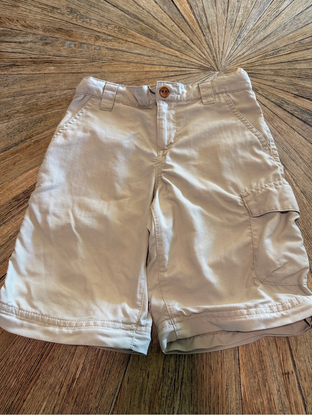 Boys Columbia XS khaki Omni Shade Quick Dry shorts adjustable waist
